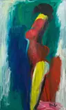 Alfred Kornberger, Abstrakter Akt mit rotem Body, c. 1998, oil on canvas; unframed