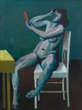 Alfred Kornberger, Sitzender Akt mit Handspiegel, 1974, oil on canvas; framed