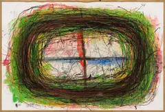 Drago J. Prelog, Nestspur, 1981, mixed media on paper; framed
