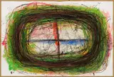 Drago J. Prelog, Nestspur, 1981, mixed media on paper; framed