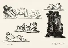 Fritz Wotruba, Studies, 1973, lithograph; framed
