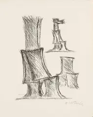 Fritz Wotruba, Three Torsos, 1970, etching, aquatint on copperplate printing paper with deckle edge; unframed