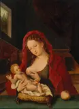 Joos van Cleve, Madonna with child, oil on panel (mounted onto another panel); framed
