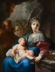 Paul Troger, Holy family with sleeping baby Jesus, c. 1735, oil on canvas; framed