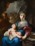 Paul Troger, Holy family with sleeping baby Jesus, c. 1735, oil on canvas; framed