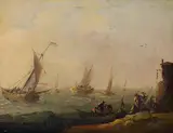 Norbert Joseph Karl Grund, Coastal scene, oil on panel; framed