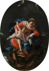 Alessandro Turchi, The immaculate conception, oil on slate; framed
