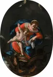 Alessandro Turchi, The immaculate conception, oil on slate; framed