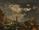 Joseph Vernet, The Tempest (storm off the coast), oil on panel; framed