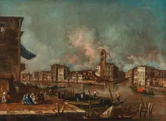 Francesco Guardi, Venice - The Grand Canal with the Church of San Geremia, the Palazzo Labia and the Entrance to Cannaregio, oil on canvas; framed