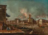 Francesco Guardi, Venice - The Grand Canal with the Church of San Geremia, the Palazzo Labia and the Entrance to Cannaregio, oil on canvas; framed