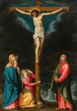 Master of 1518, Crucifixion, oil on copper; framed