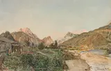 Rudolf von Alt, Gesaeuse entrance near Admont, 1879, watercolour on paper; framed