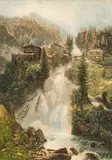 Thomas Ender, Gastein with waterfall, c. 1830, watercolour on paper; framed