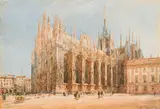 Rudolf von Alt, Milan Cathedral, 1837, watercolour on paper; framed