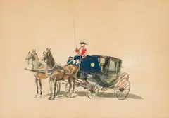 Anton Romako, Papal gala carriage (III), 1868/69, watercolour on paper; framed