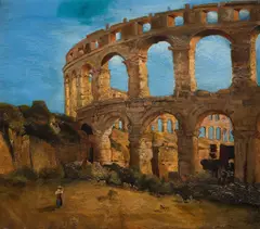 Joseph Selleny, Amphitheatre of Pula in Istria, oil on canvas; framed