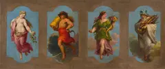 Carl Joseph Geiger, The four seasons (design), oil on canvas on plate; framed