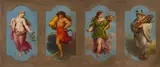 Carl Joseph Geiger, The four seasons (design), oil on canvas on plate; framed