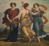Christian Griepenkerl, Three graces, oil on canvas; framed