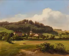 August Fischbach, The Antonius Chapel in Söllheim, 1850, oil on plate; framed