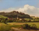 August Fischbach, The Antonius Chapel in Söllheim, 1850, oil on plate; framed