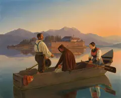 Christian Ruben, Ave Maria (Evening crossing, probably on the Chiemsee), c. 1835, oil on canvas; framed