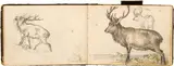 Sketchbook with chamois, deer, figures and landscapes (34 sheets) by Friedrich Heinrich Zeller, 1868/69, pencil on paper; watercolour on paper, sold Jun 2024
