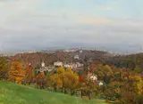 Auguste Doll, View of Vienna from Pötzleinsdorf Palace Park, 1916, oil on panel; framed