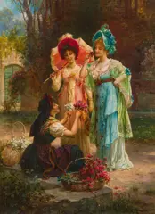 Hans Zatzka, A difficult choice, oil on canvas; framed