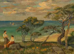 Karel Špillar, Coastal landscape, oil on canvas; framed