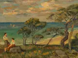 Karel Špillar, Coastal landscape, oil on canvas; framed