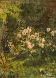 Joseph Hoffmann, Garden with rose bush, 1885, oil on canvas; framed