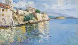 Lea von Littrow, View of the city wall of Rab, oil on canvas; framed