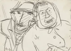 Bauernpaar (Gösselsdorf) by Werner Berg, 1976, pencil on paper; framed, sold Jun 2024