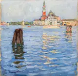 Carl Moll, Venice, View of San Giorgio Maggiore, c. 1922, oil on panel; framed