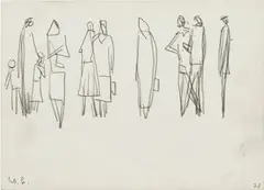 Stehende (nach der Messe) (Einersdorf, Edelbauer) by Werner Berg, 1978, pencil on paper; framed, sold Jun 2024