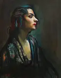 Josef Dobrowsky, Woman in profile, 1948, oil on canvas; framed