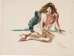 Nude by Georg Eisler, 1984, watercolour on paper; framed, sold Jun 2024