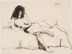 Georg Eisler, Nude, 1990, India ink on paper; framed