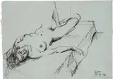 Georg Eisler, Nude lying, 1990, India ink on paper; framed