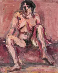 Georg Eisler, Nude, 1987, oil on linen on plate; framed
