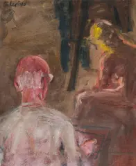 Georg Eisler, In the studio, 1990, oil on canvas; framed