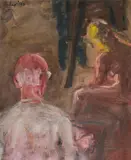 Georg Eisler, In the studio, 1990, oil on canvas; framed