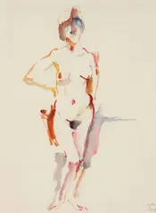 Georg Eisler, Nude, 1967, watercolour on paper; framed