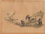 Alfred Kubin, Gans und Eslein streck Dich, India ink pen on paper; framed