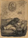 Alfred Kubin, Siesta, 1926, India ink on paper; framed