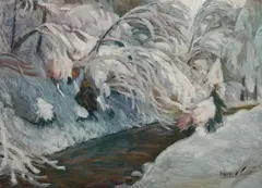 Sebastian Isepp, Bach im Winter, c. 1910, oil on canvas; framed