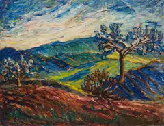 Arnold Clementschitsch, Landscape, oil on canvas; framed