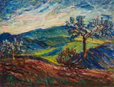 Arnold Clementschitsch, Landscape, oil on canvas; framed